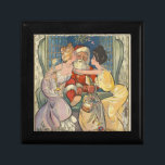 Santa Kissing Vintage Christmas Kaart Cadeaudoosje<br><div class="desc">De zoen van de kerstman is een klassieke kersttekening die is gebaseerd op de cover van een tijdschrift uit 1902. Dit afbeelding shows de kerstklei die door het raam komt, met een grote kersttas van speelgoed in zijn hand. Hij wordt ontmoet door twee mooie Victoriaans vrouwen die hem een grote...</div>