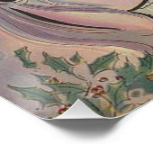 Santa Kissing Vintage Christmas Kaart Perfect Poster (Hoek)