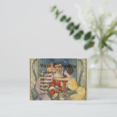 Santa Kissing Vintage Christmas Kaart Visitekaartje (Staand voorkant)