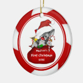 Santa Kitten Baby's eerste kerstsieraad Keramisch Ornament (Links)