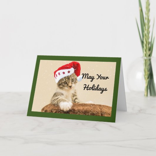 Santa Kitten Holiday Kaart (Voorkant)