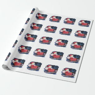 Santa Kitten in Sleigh Wrapping Paper - Schattig Cadeaupapier