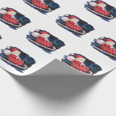 Santa Kitten in Sleigh Wrapping Paper - Schattig Cadeaupapier (Hoek)