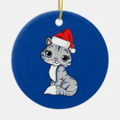 Santa Kitten Keramisch Ornament (Voorkant)