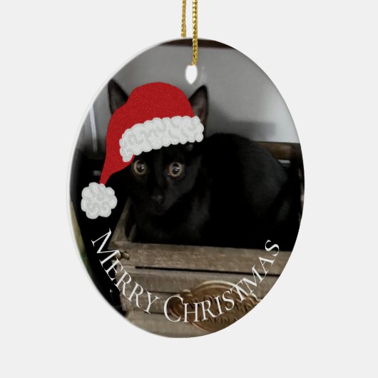 Santa Kitten kerstversiering Keramisch Ornament (Rechts)