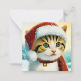 Santa Kitty budget mini Kerstmis Notitiekaartje