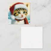 Santa Kitty budget mini Kerstmis Notitiekaartje (Voorkant / Achterkant)