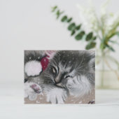 Santa Kitty Cat Briefkaart (Staand voorkant)