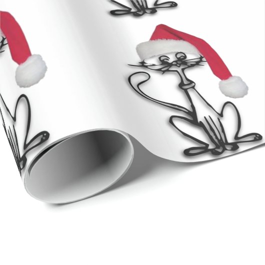Santa Kitty Cat Cadeaupapier (Rol Hoek)