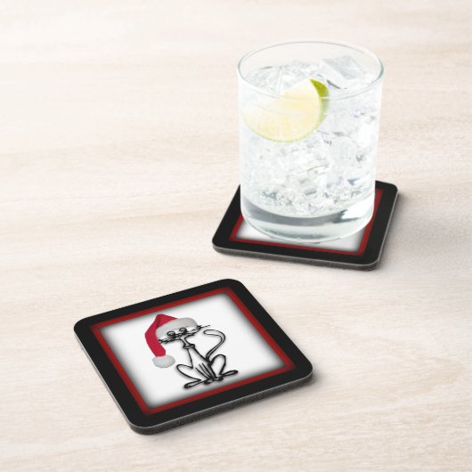 Santa Kitty Cat Lijst Square Onderzetters (Rechterzijde)