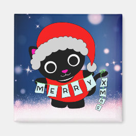 Santa Kitty Cat Season Greeting Happy Festive Magneet