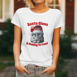 Santa Klauw komt naar de stad - Feestelijke Kitty T-shirt