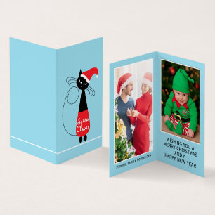 Santa Klauwen, Familie Foto Kerstmis Kaart Visitekaartje
