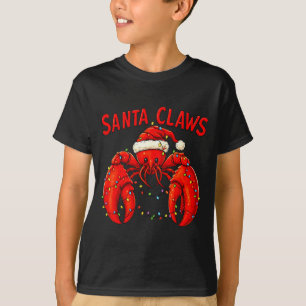 Santa Klauwen Grappige Kerst Kreeft Met Lichtjes  T-shirt
