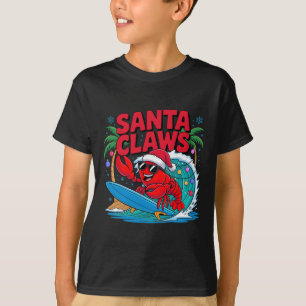 Santa Klauwen Grappige Kerst Kreeft Met Palmboom T-shirt