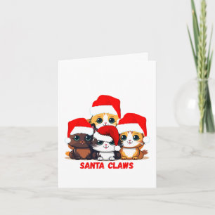 Santa Klauwen Schattigee Kittens Gekleed als Santa Feestdagen Kaart