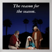 Santa Kneeling op Nativiteit Poster (Voorkant)