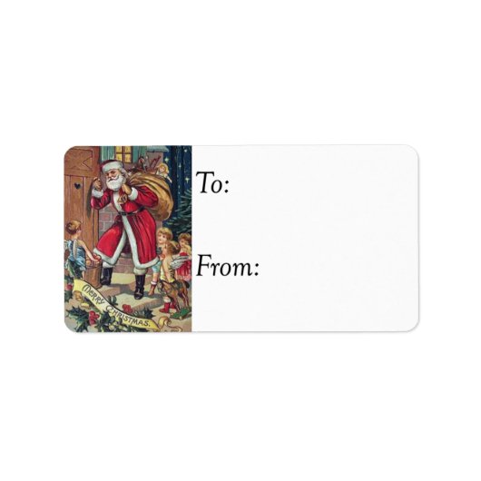 Santa Knoks aan het  Label van de Deur (Voorkant)