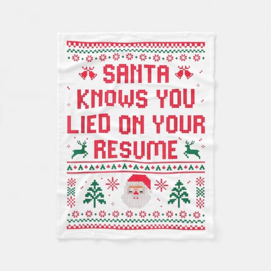 Santa Knows You Lied On Your Resume Funny Office C Fleece Deken (Voorkant)