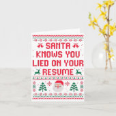 Santa Knows You Lied On Your Resume Funny Office C Kaart (Gele Bloem)