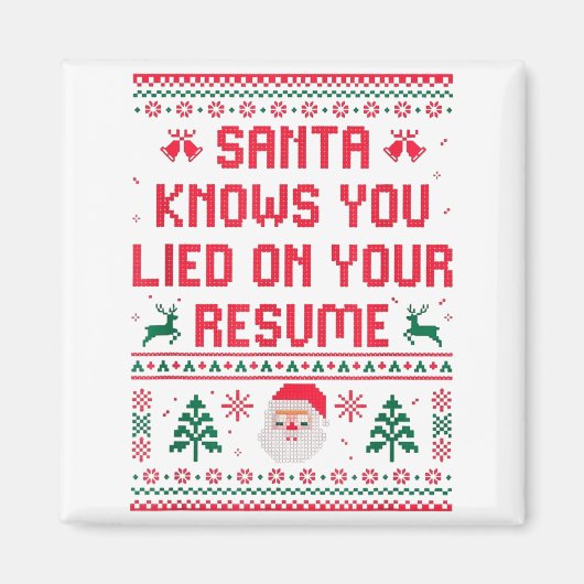 Santa Knows You Lied On Your Resume Funny Office C Magneet (Voorkant)