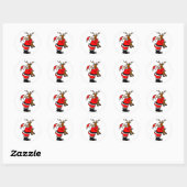 Santa knuffelen rendieren ronde sticker (Vel)