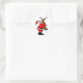 Santa knuffelen rendieren ronde sticker (Tas)
