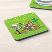 Santa koala geeft Aussie kerstcadeaus Bier Onderzetter (Linkerzijde)