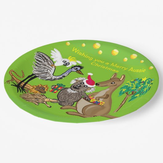 Santa koala geeft Aussie kerstcadeaus Papieren Bordje (Gekanteld)