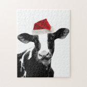 Santa Koe - Holstein Dairy Kerstmis Koe Legpuzzel (Verticaal)
