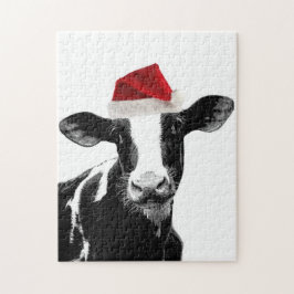 Santa Koe - Holstein Dairy Kerstmis Koe Legpuzzel
