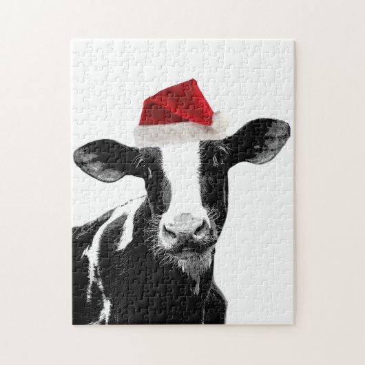Santa Koe - Holstein Dairy Kerstmis Koe Legpuzzel (Verticaal)