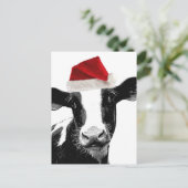 Santa Koe - ZuivelKoe met Santa Hat Feestdagenkaart (Staand voorkant)
