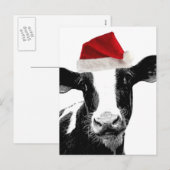 Santa Koe - ZuivelKoe met Santa Hat Feestdagenkaart (Voorkant / Achterkant)