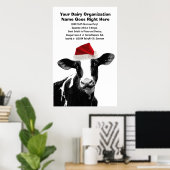 Santa Koe - ZuivelKoe met Santa Hat Poster (Thuiskantoor)