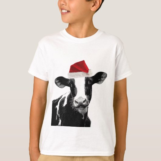 Santa Koe - ZuivelKoe met Santa Hat T-shirt (Voorkant)