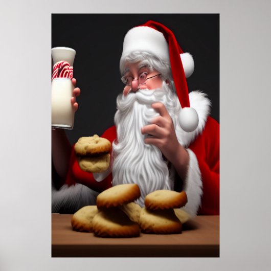 Santa, koekjes en melk | AI Art Poster (Voorkant)