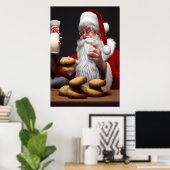 Santa, koekjes en melk | AI Art Poster (Thuiskantoor)