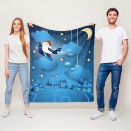 Santa komt Canvas tas Fleece Deken