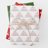 Santa komt inpakpapier Flat Sheet Set van 3 Vel (In situ)