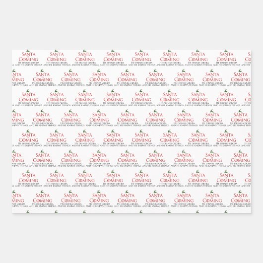 Santa komt inpakpapier Flat Sheet Set van 3 Vel (Voorkant)