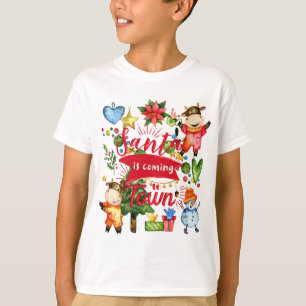 Santa komt naar de stad - Cute Koe Holiday Party T-shirt