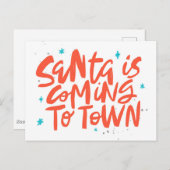 Santa komt naar de stad Holiday Design Briefkaart (Voorkant / Achterkant)