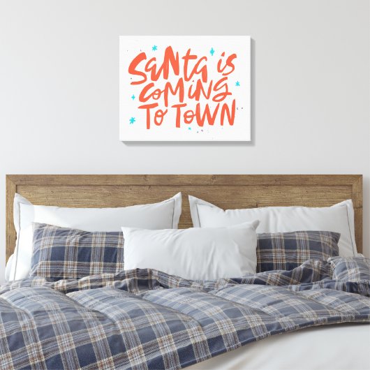 Santa komt naar de stad Holiday Design Canvas Afdruk (Insitu (Slaapkamer))