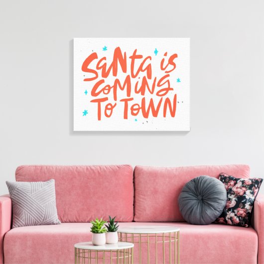 Santa komt naar de stad Holiday Design Canvas Afdruk (Insitu (Woonkamer))