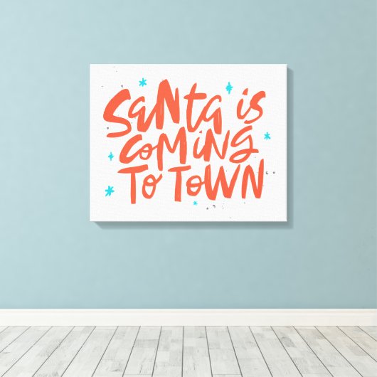 Santa komt naar de stad Holiday Design Canvas Afdruk (Insitu (Houten vloer))