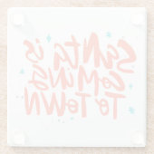 Santa komt naar de stad Holiday Design Glazen Onderzetter (Achterkant)