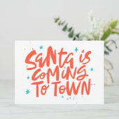 Santa komt naar de stad Holiday Design Kaart (Staand voorkant)