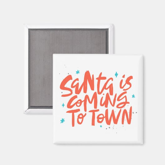 Santa komt naar de stad Holiday Design Magneet (Voorkant / Achterkant)