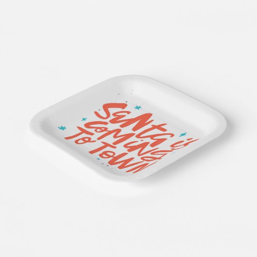 Santa komt naar de stad Holiday Design Papieren Bordje (Gebogen)